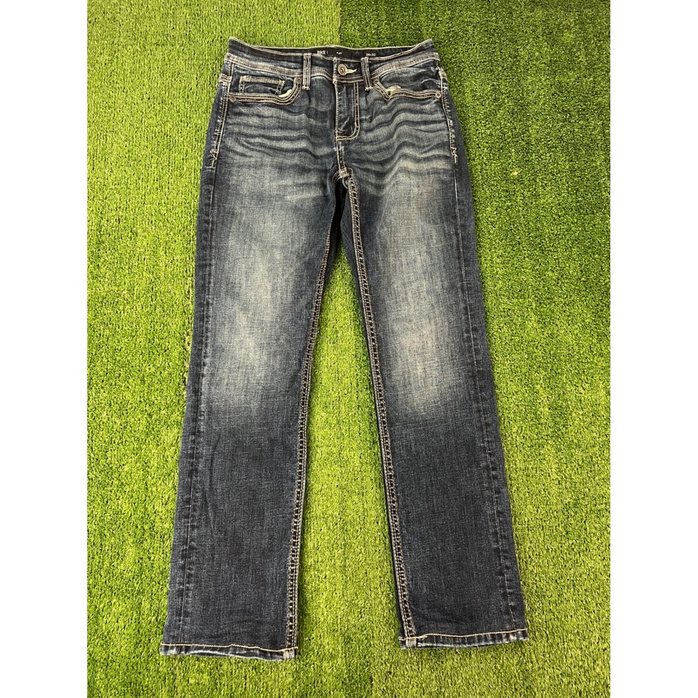 BKE Alec Slim Straight Dark Wash Whiskered Jeans Mens 29x32